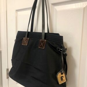 Dooney & Bourke Black Hot Pink Nylon Tote Shoulder Bag